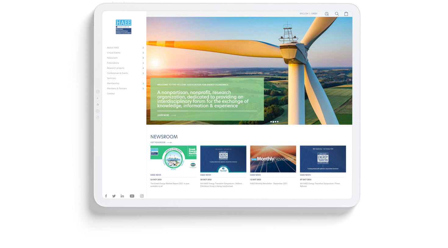Η αρχική σελίδα όπως φαίνεται σε οθόνη iPad ΣΧΕΔΙΑΣΜΟΣ ΚΑΙ ΑΝΑΠΤΥΞΗ ΙΣΤΟΣΕΛΙΔΑΣ