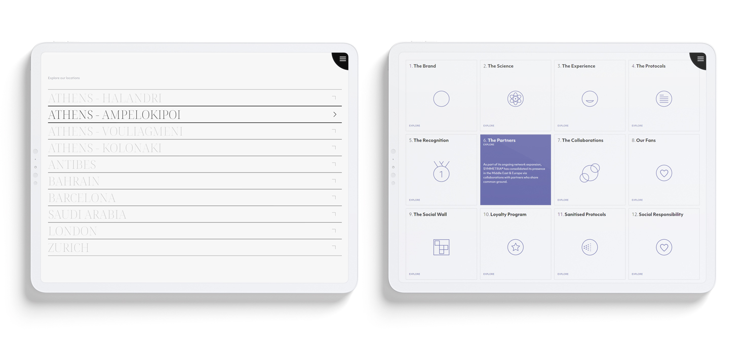 Various pages of the website viewed on ipad screens WEB DESIGN AND DEVELOPMENT