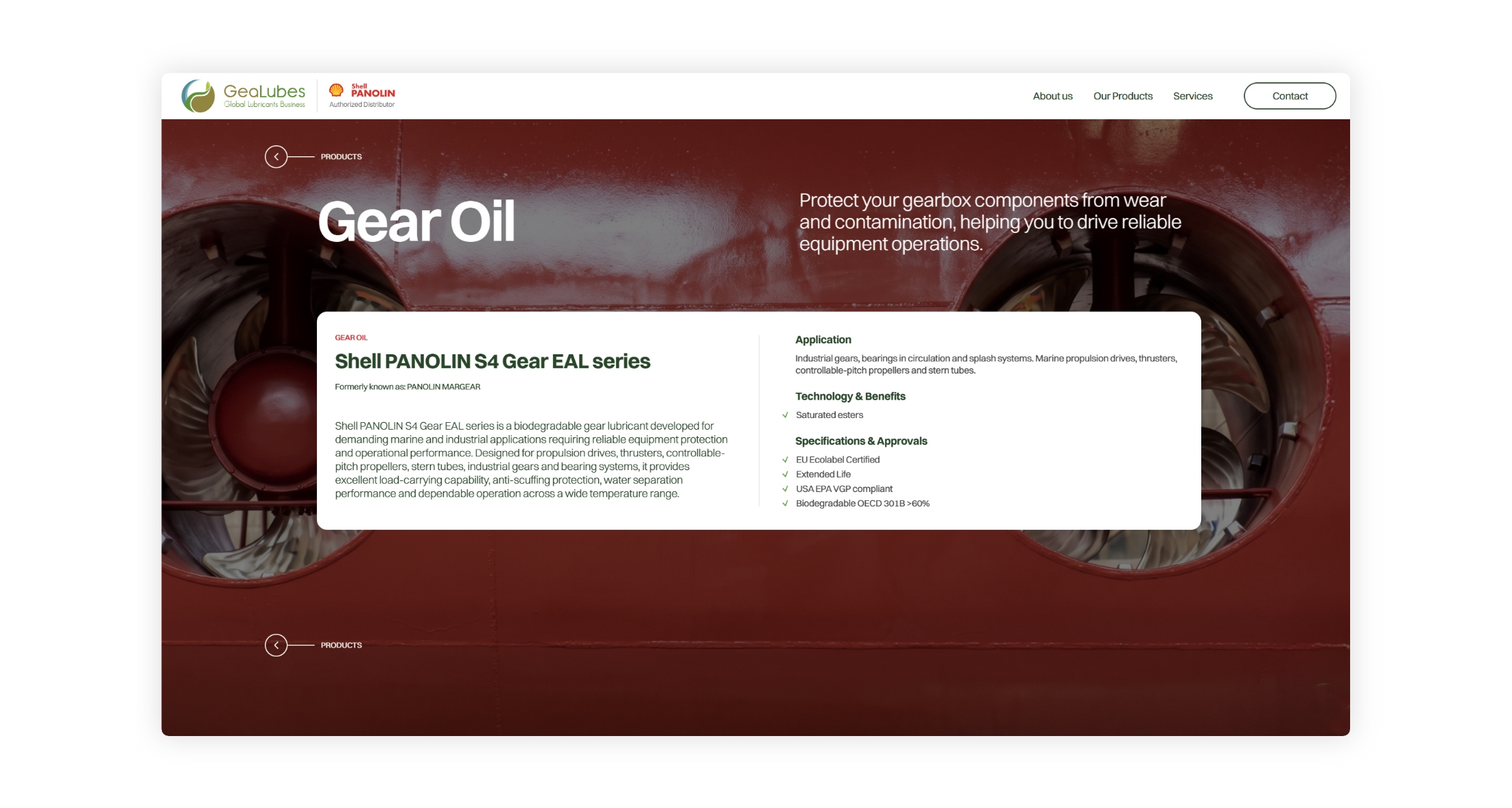 Gear Oil - Product page WEB DESIGN AND DEVELOPMENT