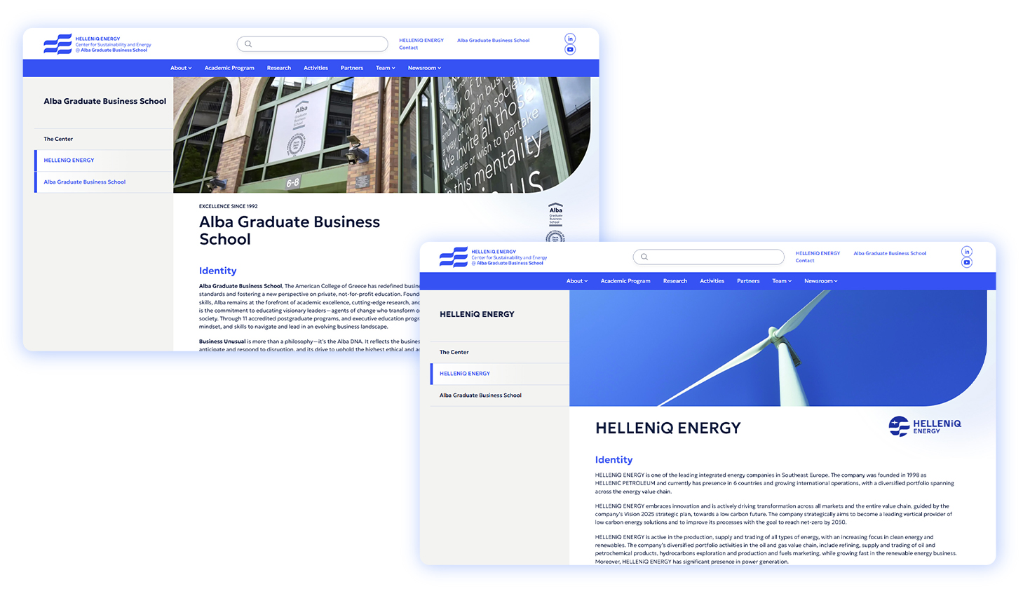 Σελίδες σχετικά με την HELLENiQ ENERGY και το Alba Graduate Business School ΣΧΕΔΙΑΣΜΟΣ ΚΑΙ ΑΝΑΠΤΥΞΗ ΙΣΤΟΣΕΛΙΔΑΣ