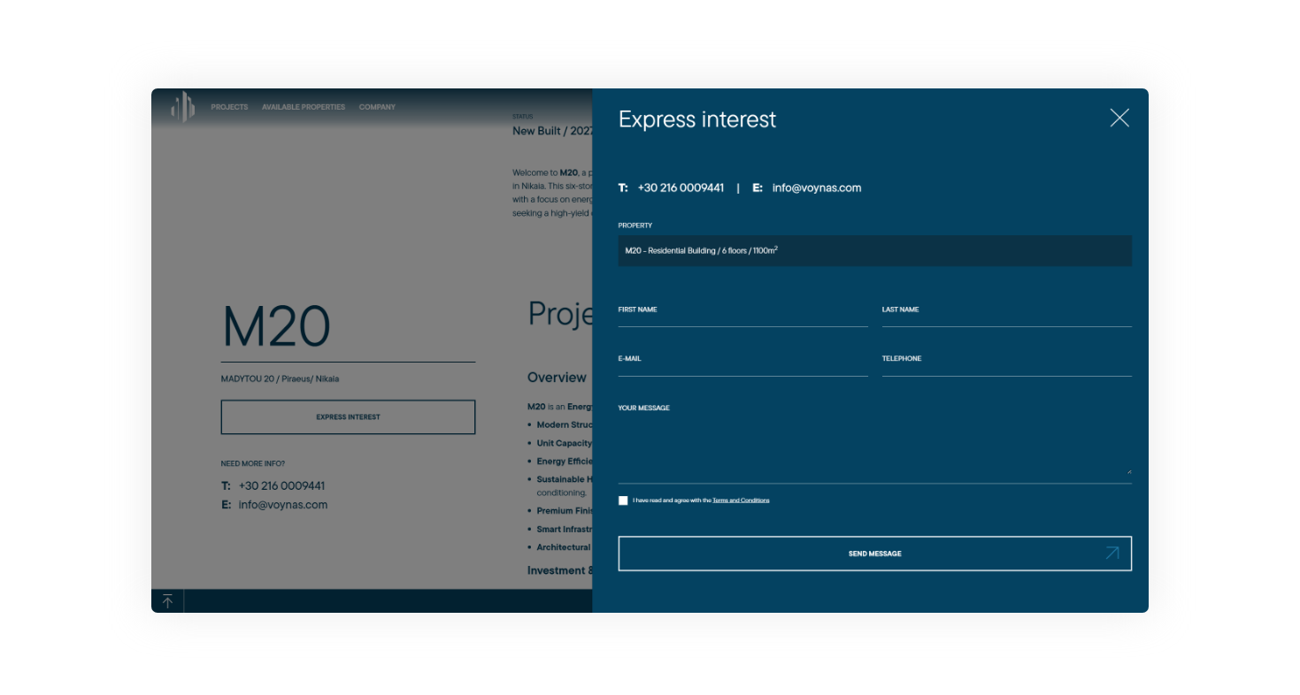Express interest form WEB DESIGN AND DEVELOPMENT