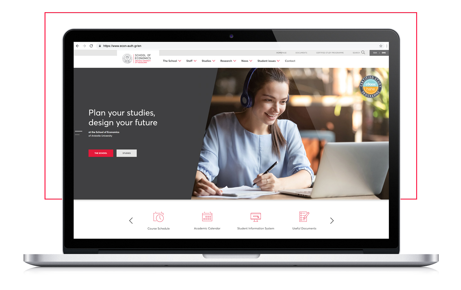 The homepage WEB DESIGN AND DEVELOPMENT