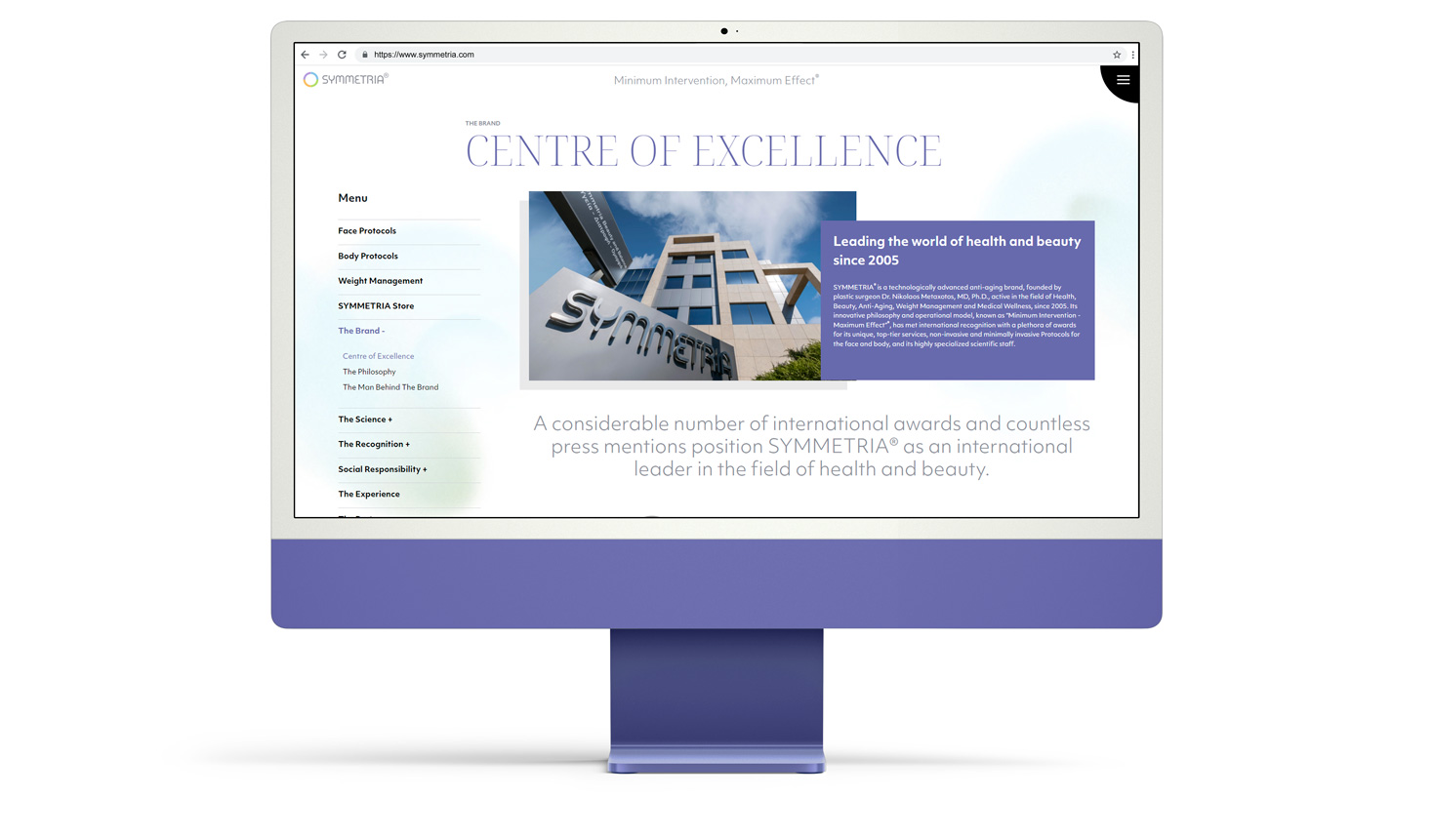 The SYMMETRIA® brand page WEB DESIGN AND DEVELOPMENT