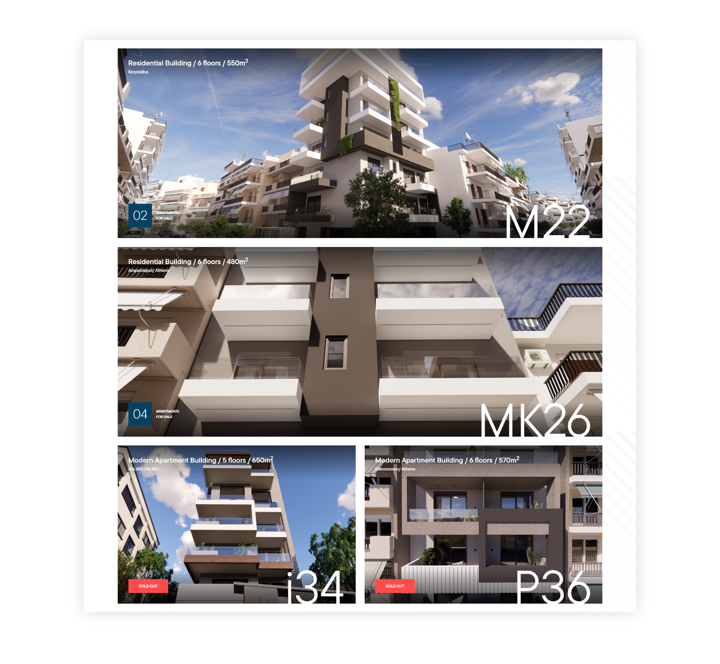 Selected properties in the homepage WEB DESIGN AND DEVELOPMENT