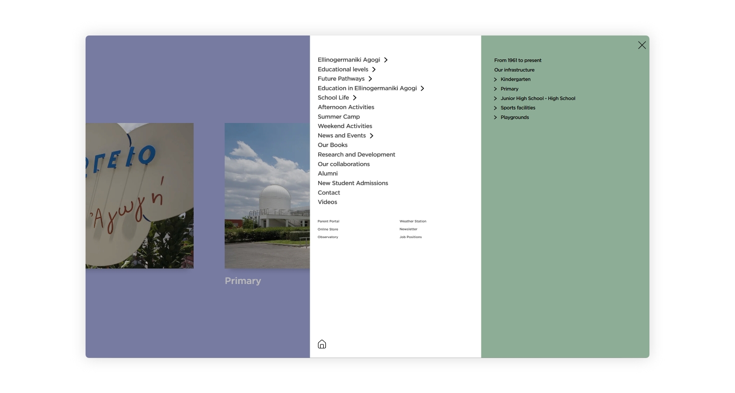 Presentation of the menu WEB DESIGN AND DEVELOPMENT