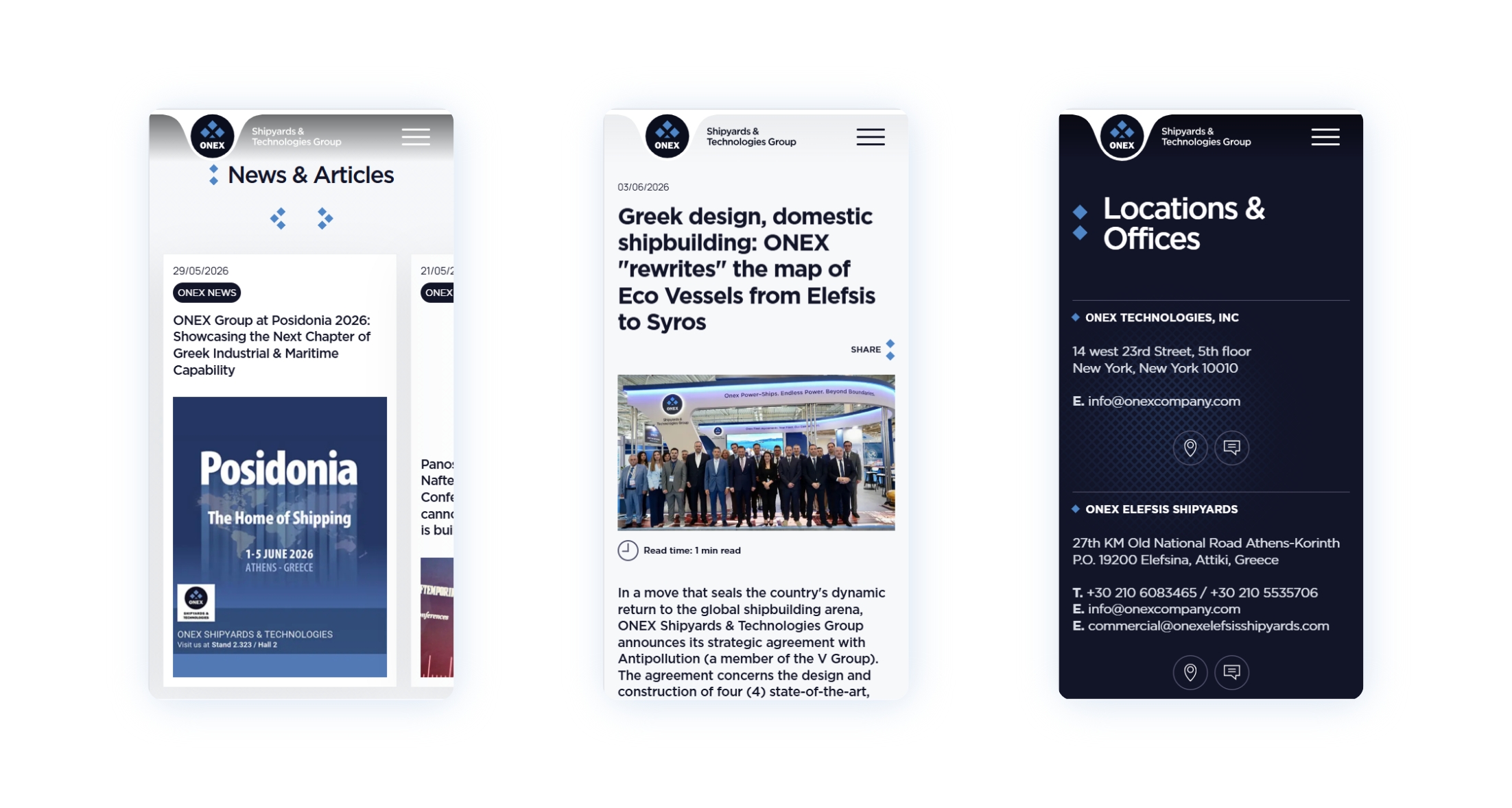 Various pages in mobile screens WEB DESIGN AND DEVELOPMENT