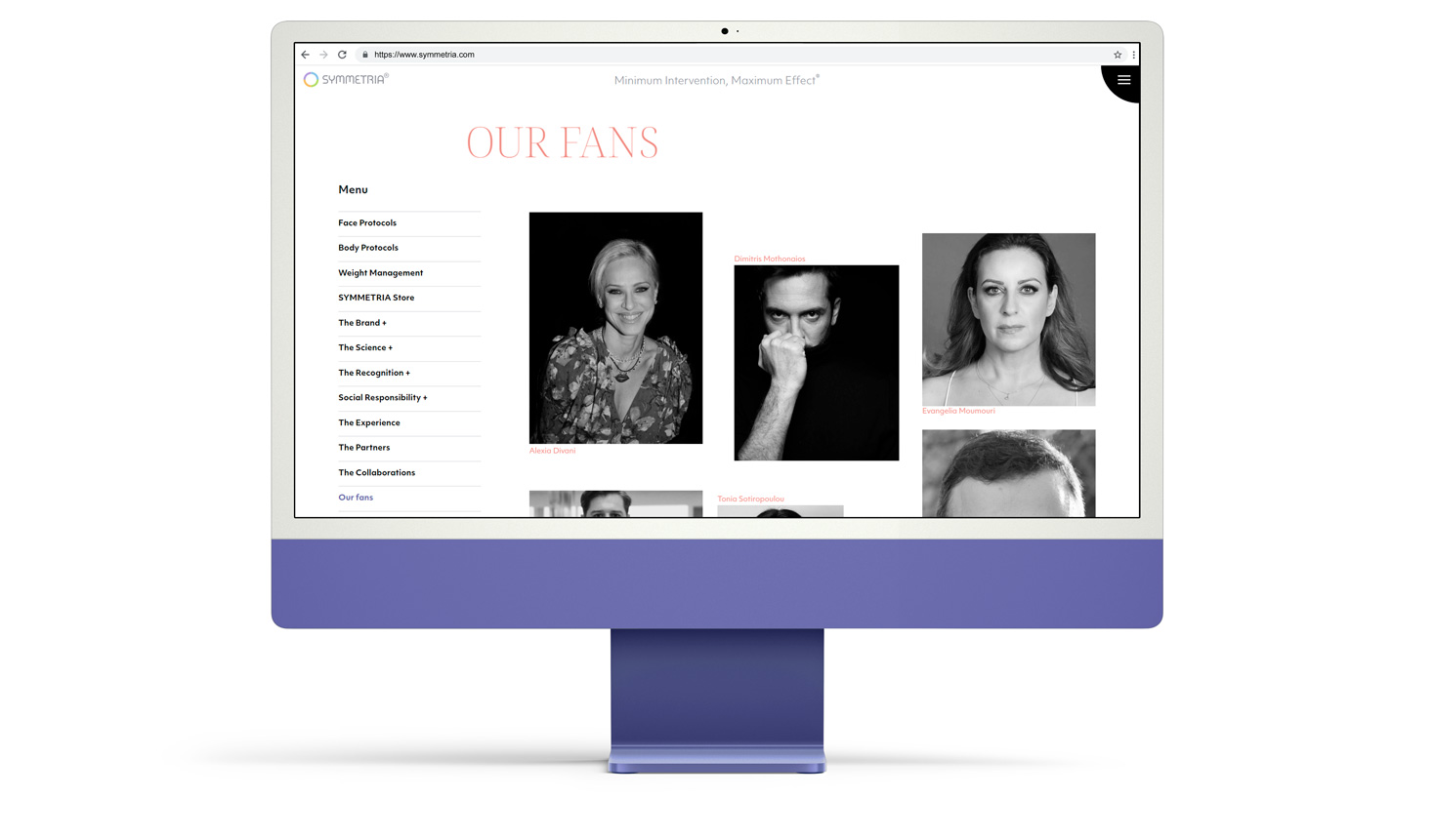 The "SYMMETRIA fans" page WEB DESIGN AND DEVELOPMENT