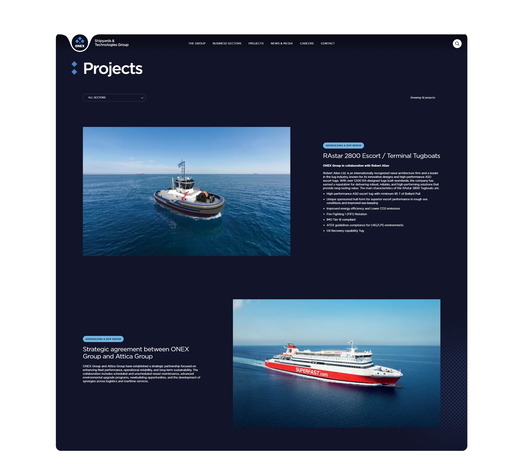 The Projects page WEB DESIGN AND DEVELOPMENT