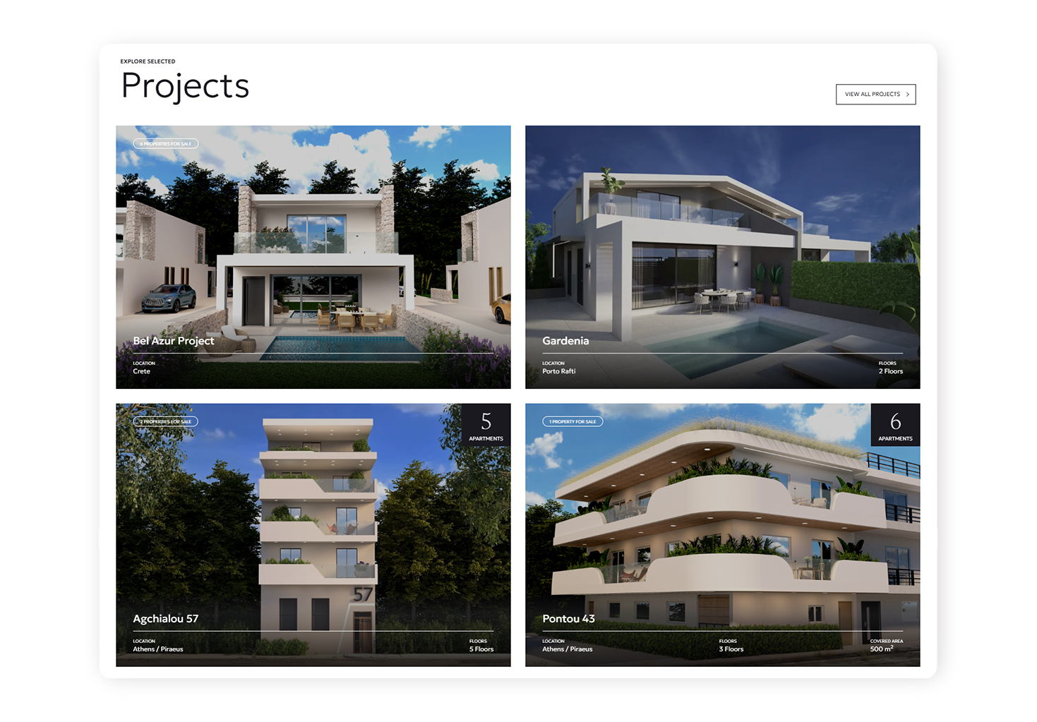 Projects page WEB DEVELOPMENT AND DESIGN