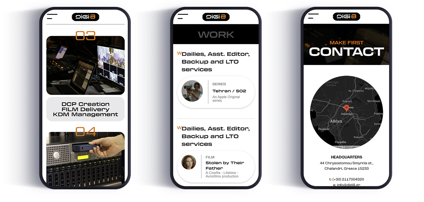 Διάφορες σελίδες όπως απεικονίζονται σε οθόνες κινητών ΣΧΕΔΙΑΣΜΟΣ ΚΑΙ ΑΝΑΠΤΥΞΗ ΙΣΤΟΣΕΛΙΔΑΣ