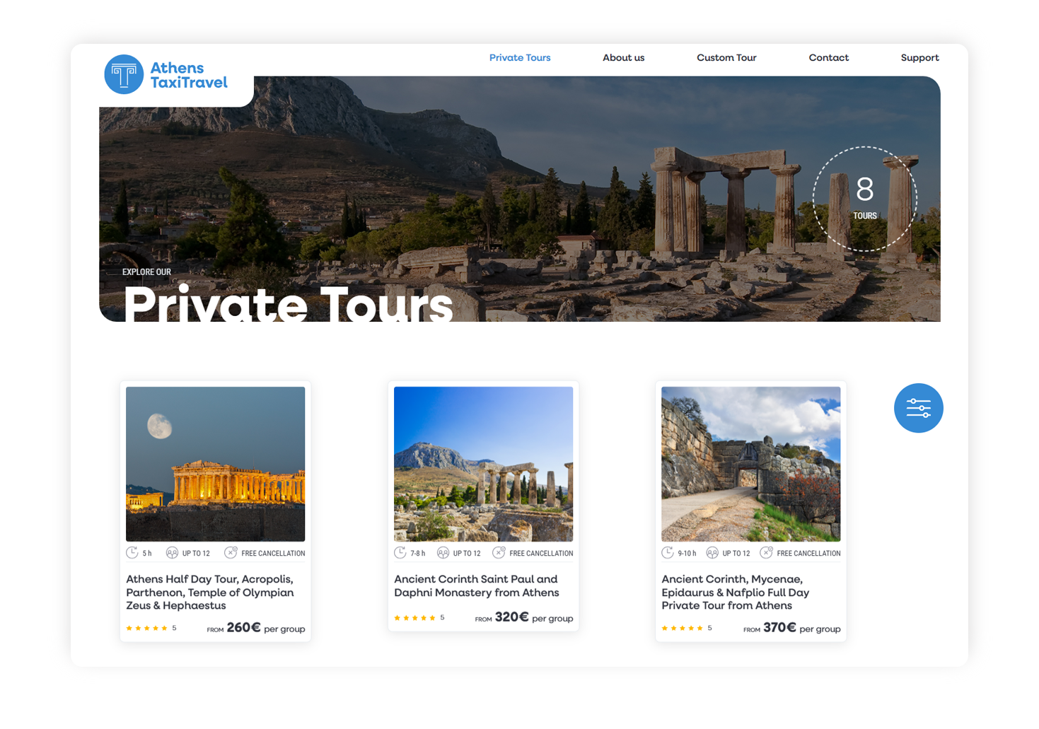Σελίδα Private Tours ΣΧΕΔΙΑΣΜΟΣ ΚΑΙ ΑΝΑΠΤΥΞΗ ΙΣΤΟΣΕΛΙΔΑΣ