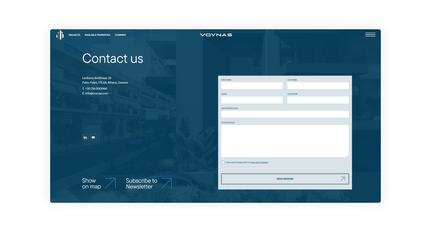 The contact page WEB DESIGN AND DEVELOPMENT