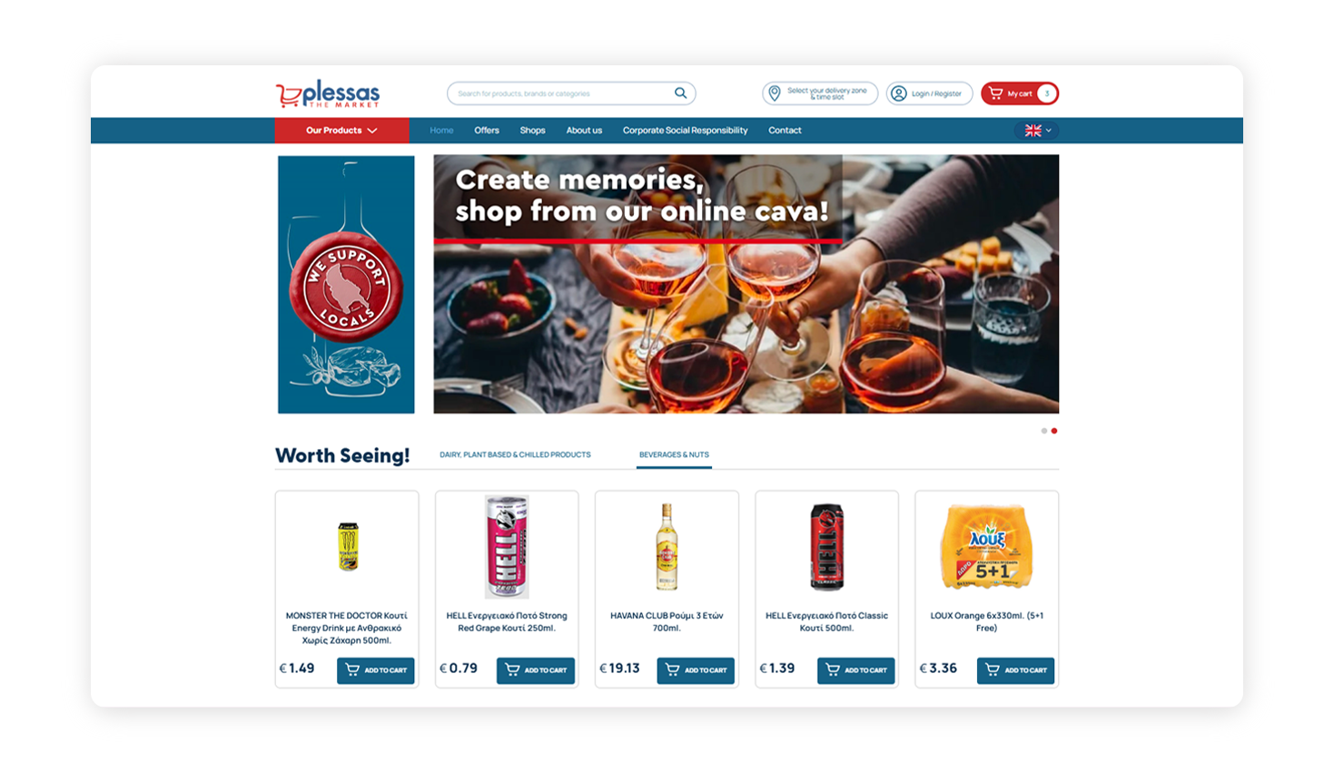 The homepage E-SHOP DESIGN AND DEVELOPMENT