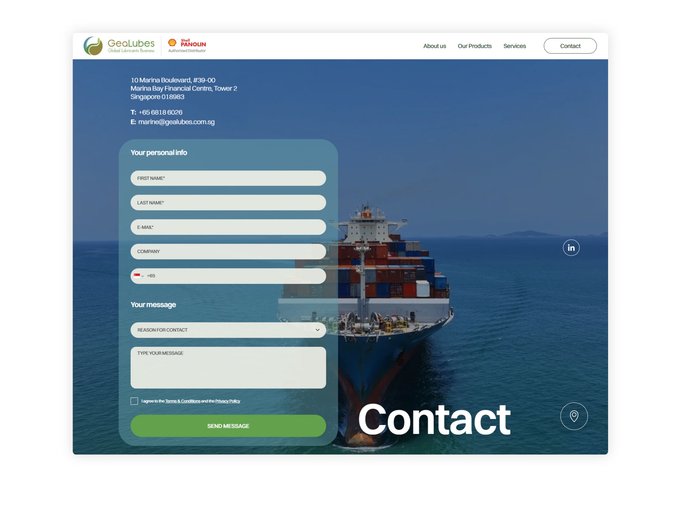Contact page WEB DESIGN AND DEVELOPMENT