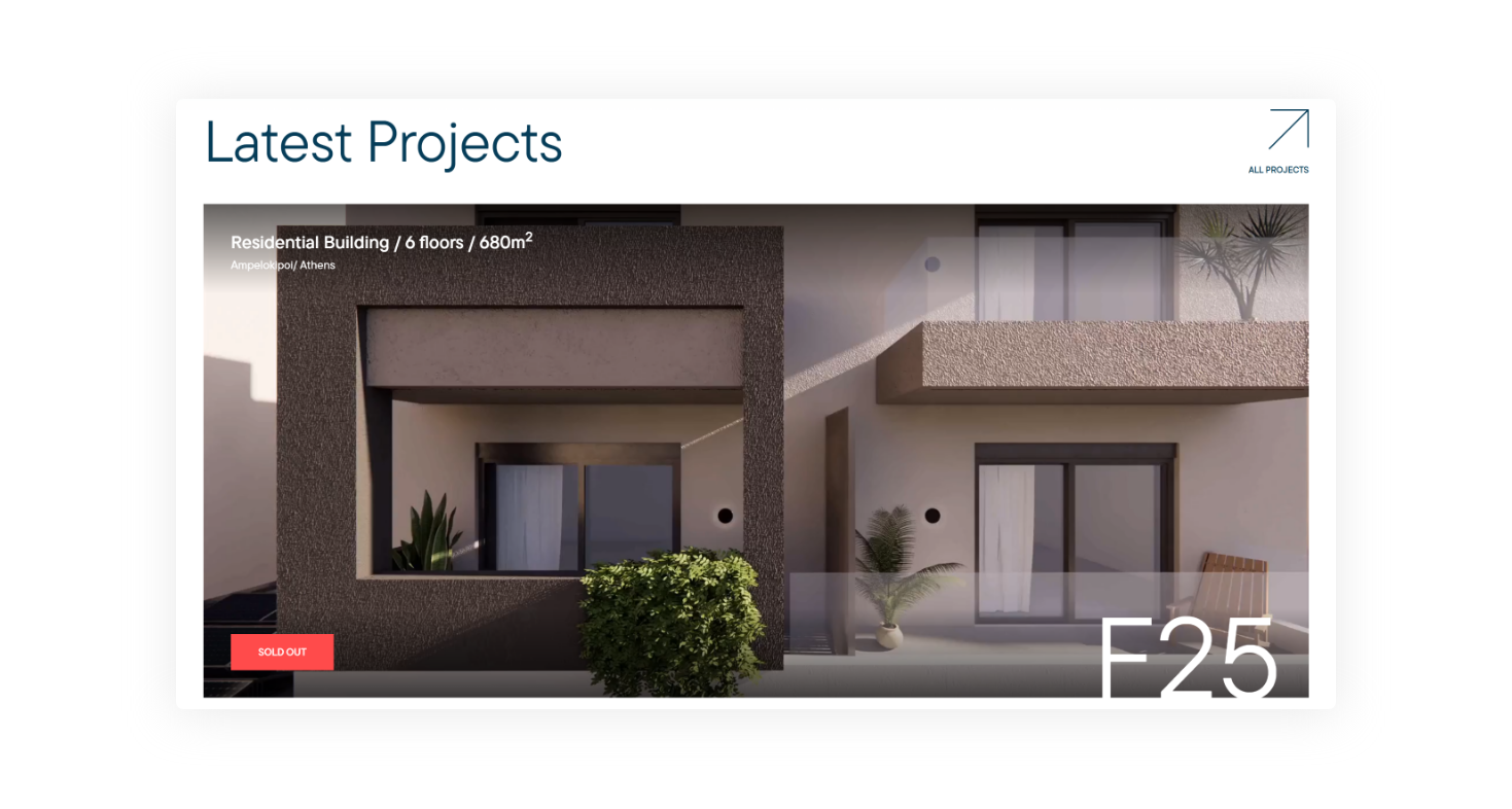 Latest projects in the homepage WEB DESIGN AND DEVELOPMENT