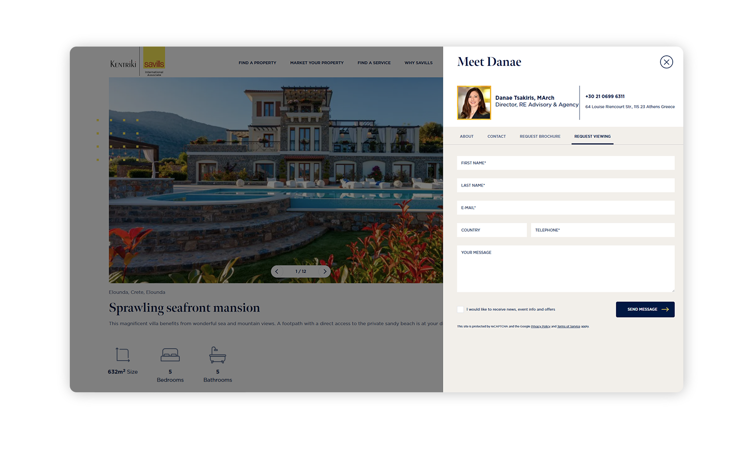 Property presentation page - Contact agent WEB DESIGN AND DEVELOPMENT