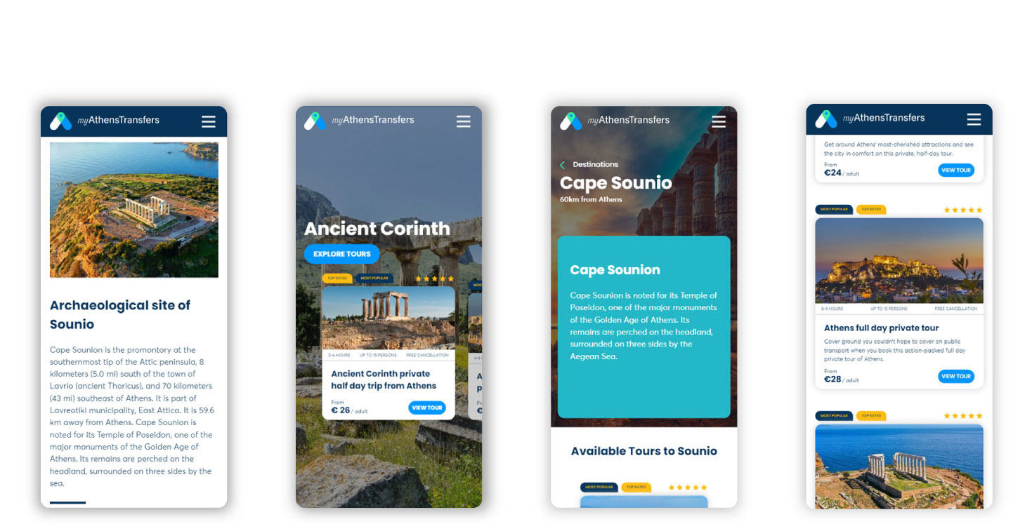 Διάφορες απεικονίσεις της ιστοσελίδας σε οθόνη κινητού ΣΧΕΔΙΑΣΜΟΣ ΚΑΙ ΑΝΑΠΤΥΞΗ ΙΣΤΟΣΕΛΙΔΑΣ