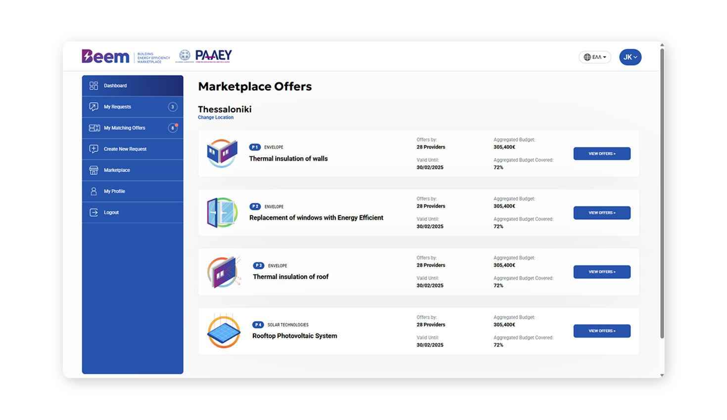 Energy-saving intervention offers by category and provider. SOFTWARE DESIGN AND DEVELOPMENT