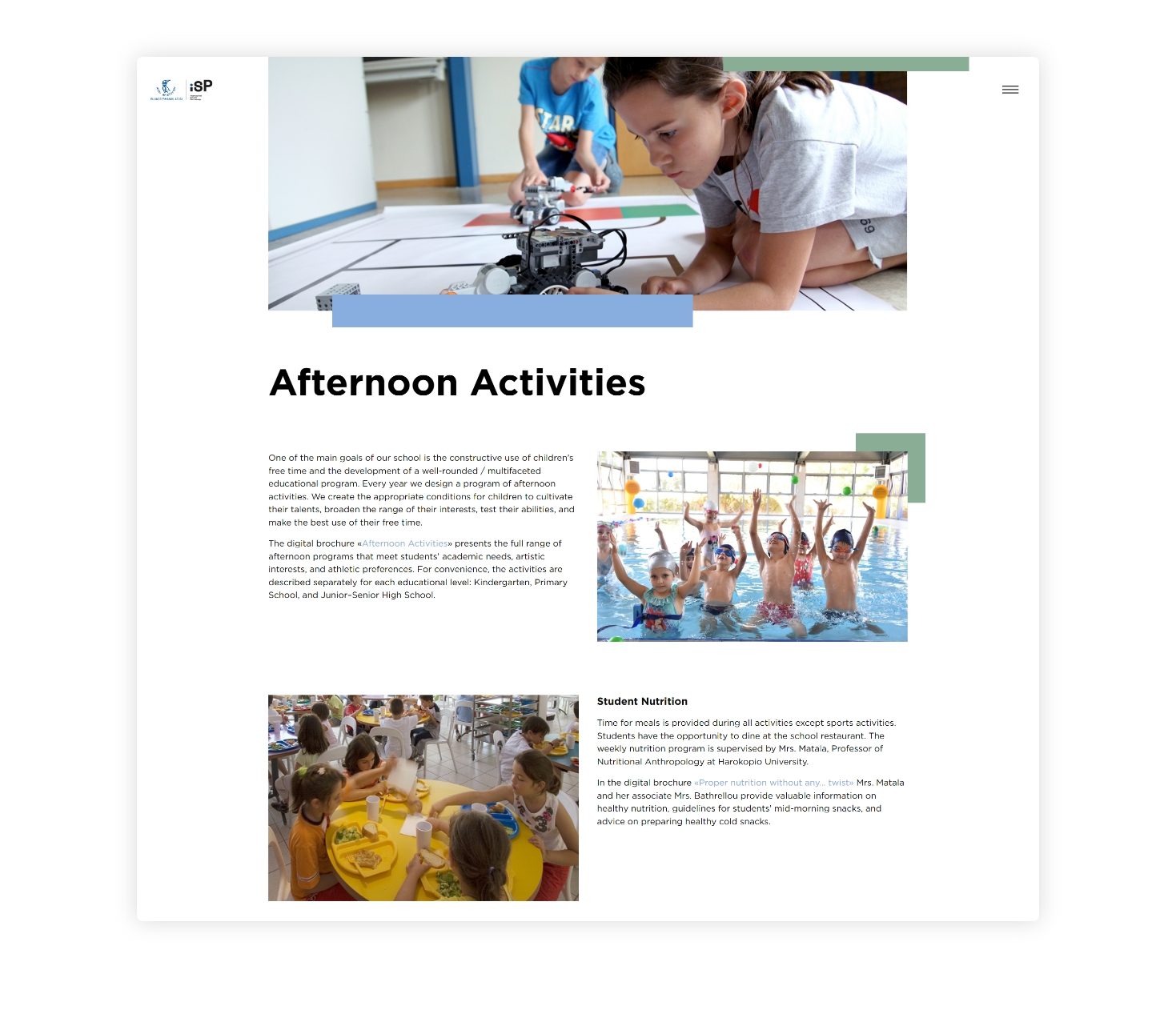 Afternoon programs page WEB DESIGN AND DEVELOPMENT
