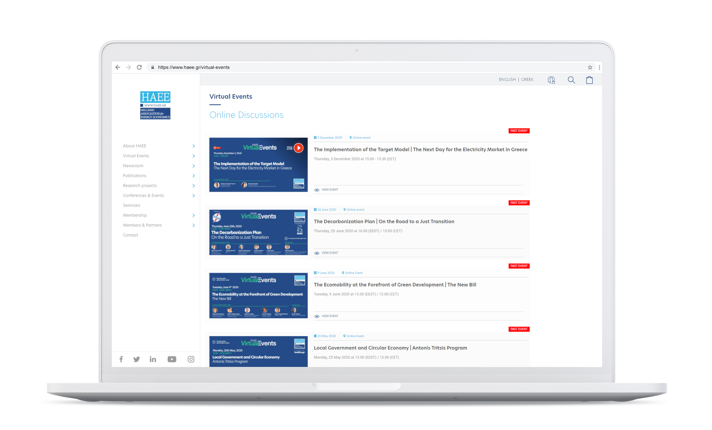 Η σελίδα εικονικών εκδηλώσεων της HAEE ΣΧΕΔΙΑΣΜΟΣ ΚΑΙ ΑΝΑΠΤΥΞΗ ΙΣΤΟΣΕΛΙΔΑΣ