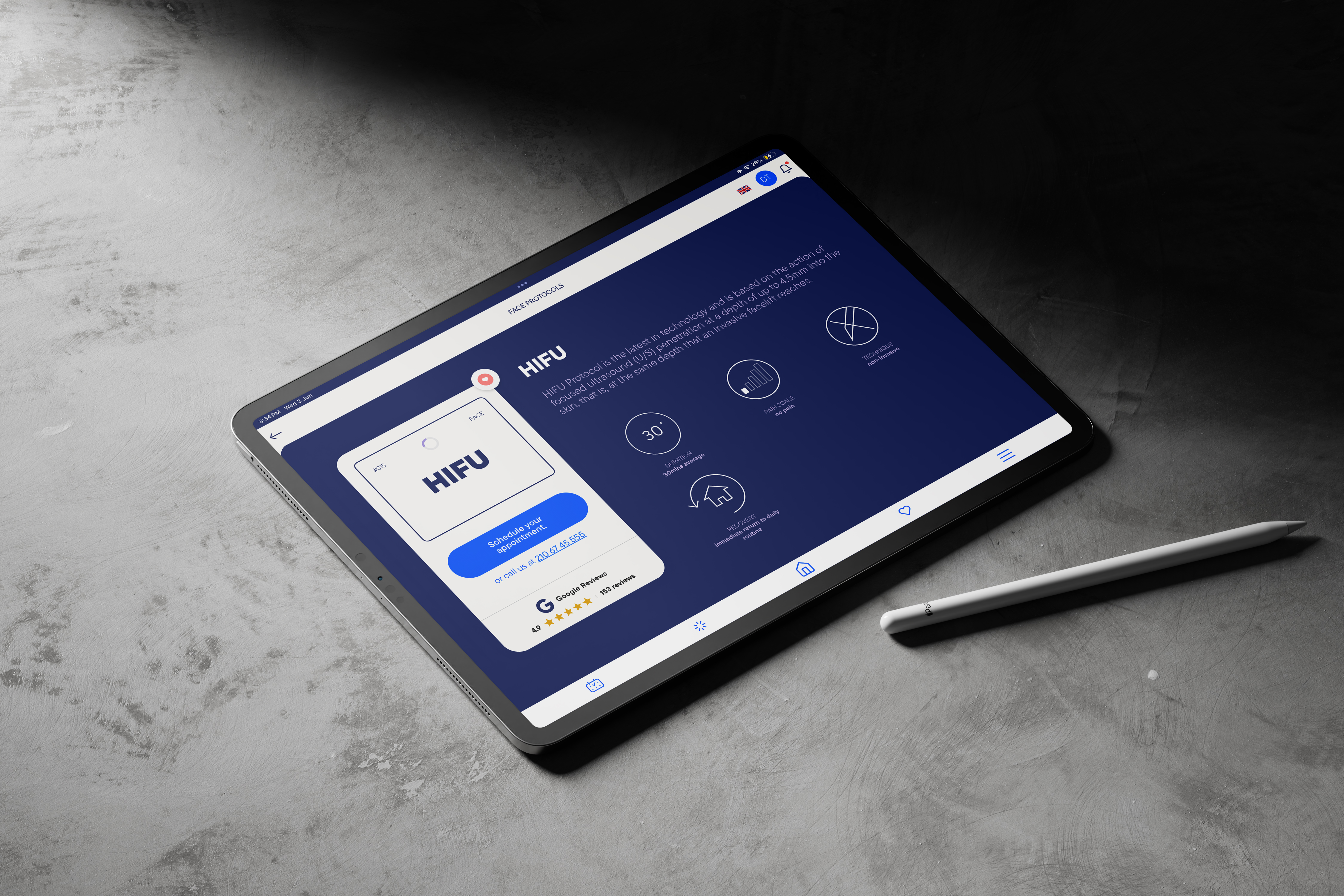 Treatment page on Ipad MOBILE APPLICATION DESIGN AND DEVELOPMENT