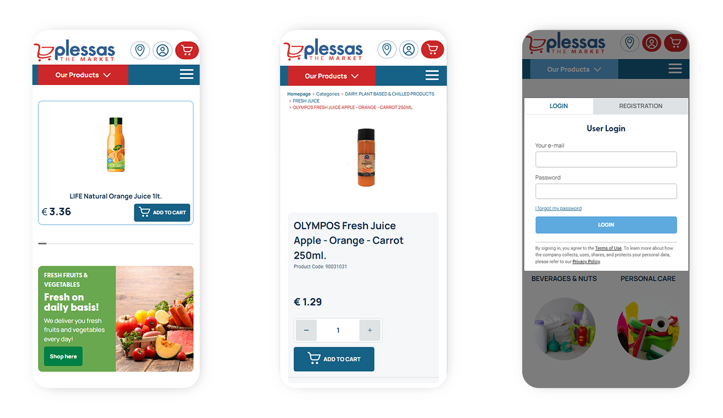 Mobile view of the e-shop E-SHOP DESIGN AND DEVELOPMENT
