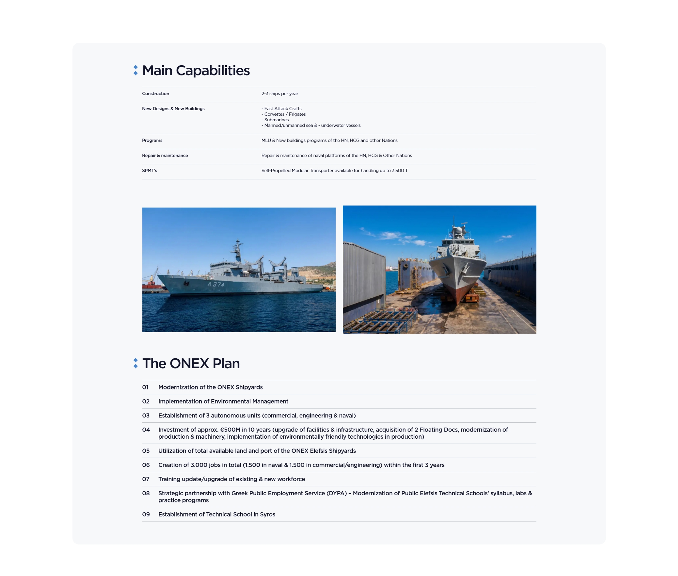 Defense and Naval Programs - Main information WEB DESIGN AND DEVELOPMENT